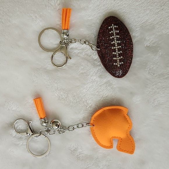 Miami Dolphins Football And Orange Helmet Keychain Set Bag Charm - Picture 2 of 4